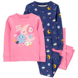 Carter's 4-Piece Glow Space 100% Snug Fit Cotton Pajamas - Pink & Navy Blue-image-50
