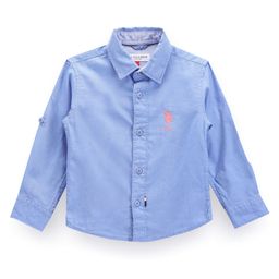 US Polo Assn Cotton Knit Full Sleeves Solid Shirt with Logo Print - Blue-image-24