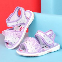 Cute Walk by Babyhug Velcro Closure  Sandal With Polka Dot Print & Frill Detailing - Purple-image-93
