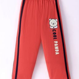 Tango Single Jersey Knit Full Length Track Pant with Panda Print - Coral Pink-picture-6