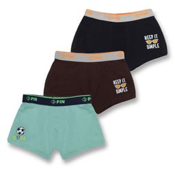 3PIN Pack Of 3 Cotton Elastane Keep It Simple Texts & Football Theme Printed Trunks - Multi Colour-image-97
