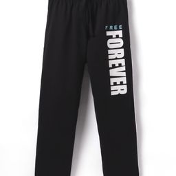 Taeko Single Jersey Knit Full Length Lounge Pants with Text Print - Black-image-82