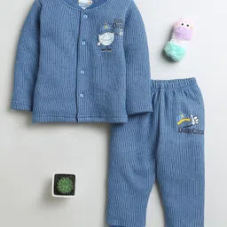BUMZEE Full Sleeves Cool Dude Text Printed Coordinating Tee & Joggers Set - Indigo Blue-picture-35