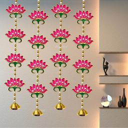 Divyakosh Door Hangings for Home Decoration, Lotus with Bell Hanging Wall/Door Decoration for Home-image-13