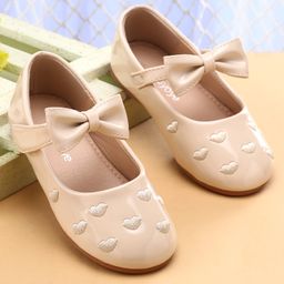 Babyoye Velcro Closure Ballerina With Heart Embroidery & Bow Applique - Beige-image-17