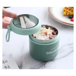 New PinchInsulated Lunch Box 304 Stainless Steel Food Jar Thermal Flask Food Container 430 ml - Mint Green (color may vary)-13