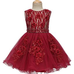 Mark & Mia Cotton Woven Sleeveless Frock with Floral Corsage & Lace Detailing - Maroon-image-50