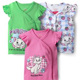 Babyhug Disney Interlock Knit Frill Sleeves Front Open Jhablas With Aristocats Marie Graphics Pack Of 3 - Pink Light Blue & Green-image-20