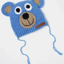 The Original Knit Knit Animal Face Designed Ears Applique Detailed Handmade Cap - Light Blue - Diameter 30 Cm-picture-17