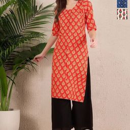 Anouk Rustic Selection Of 3 Ethnic Motifs Printed Straight Kurtas-image-47