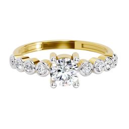 Sparkles 14KT Gold Diamond Studded Round Shape Ring -1.42g-image-98