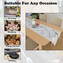Kuber Industries Grey & White Marble Printed Table Runner image 4