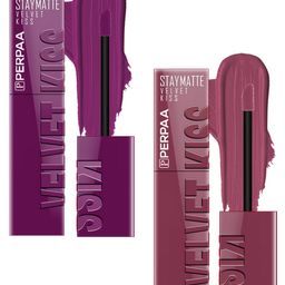 PERPAA Velvet Kiss Set Of 2 Matte Liquid Lipsticks- 3.5 ml Each- Wine - Light Mauve-10