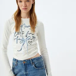 Koton Women Typography Printed Slim Fit T-shirt-picture-11