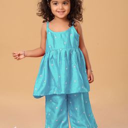 The Mini Trunk Girls Floral Embroidered Kurta with Trousers-image-48