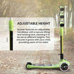 fab n funky 3 Wheel Foldable Kids Scooter with LED Lights and 4 Level Adjustable Handle Bar - Green image 4