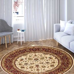 OBSESSIONS Beige Ethnic Motifs Anti-Skid Polypropylene Carpet-83