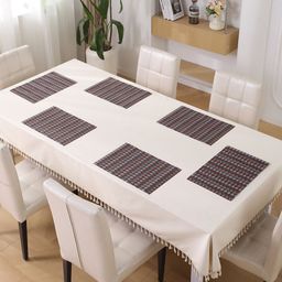 HOKIPO Blue & Red 6 Pieces Printed Rectangle Textured Table Placemats-31