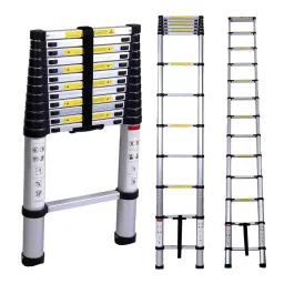 V-Tech 3.8 m Height 150 Kg Load Capacity Step Type Aluminum Telescopic Ladder-image-32