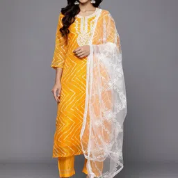 KSUT Floral Embroidered Kurta with Trousers & Dupatta-picture-26