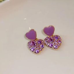 CIKIT Artificial Stones Studded Enamelled Heart Shaped Drop Earrings-image-24