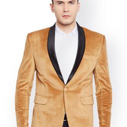 Wintage Tan Brown Single-Breasted Tailored Fit Party Blazer-image-48