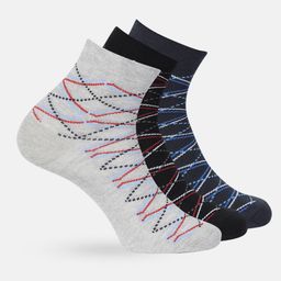 Mast & Harbour Men Set of 3 Patterned Cotton Above Ankle Length Socks-12