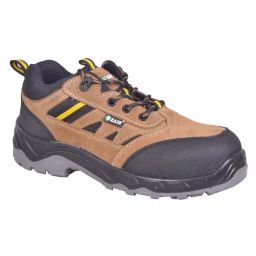 Zain Safety Sporty Composite Toe Safety Shoes PU Double Density Low Ankle Tan Buff Crazy Brown S3 Genuine Leather Size UK12, MALAGA-image-26