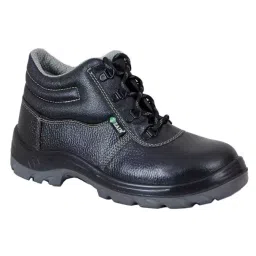 Zain Safety Economical Steel Toe Safety Shoes PU Double Density High Ankle Black Buff Barton Genuine Leather Size UK12, ZM-444-picture-35