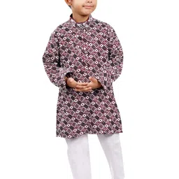 BAESD Boys Geometric Printed Mandarin Collar Straight Kurta with Pyjamas-11