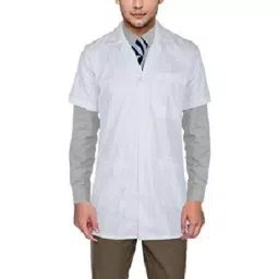 Youth Robe Short Sleeve White Poly Cotton Lab Coat for Men (Size S)-15