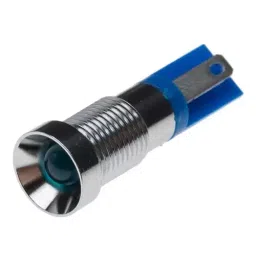 RS PRO Blue Panel Mount Indicator 2V DC, Mounting Hole Size 8 mm, Termination Type Solder Tab, Model No 206104-8
