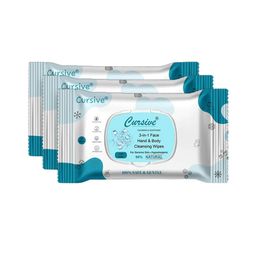 CURSIVE Set Of 3 Refreshing Cool Water 3-In-1 Hand Body & Face Wet Wipes - 25 Pulls Each-image-64