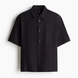 H&M Loose Fit Short-Sleeved Linen-Blend Shirt-image-93