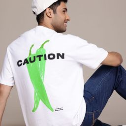 WROGN Printed Drop-Shoulder Sleeves Pure Cotton Oversized T-shirt-image-74
