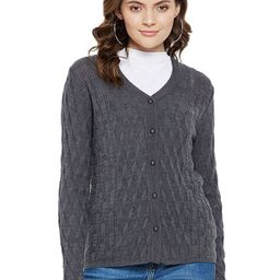 CLAPTON Women Woollen Self Design Cardigan Sweater-88