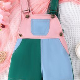 LULU & SKY Infant Girls Colourblocked Cotton Dungaree-image-31