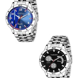 TARIDO Men Pack Of 2 Stainless Steel Bracelet Style Straps Analogue Watch 8010ComboWatch-18