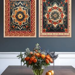 Kotart Brown & Orange Colored 2 Pieces Printed Wooden Wall Art-picture-35