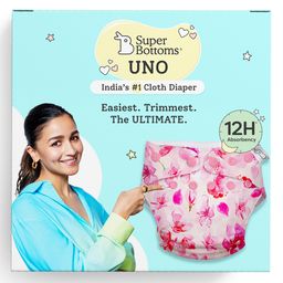 SuperBottoms Freesize UNO - Reusable cloth diaper + 1 Dry Feel Magic Dry Pads Set - Cherry Blossom-7
