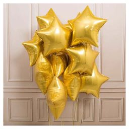 Bubble Trouble Star Shape 18 Inch Foil Balloons Pack of 5 - Golden-image-35