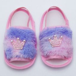 Daizy  Crown Embellished Fur Booties -  Purple Pink & Blue-image-99