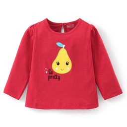 Babyhug Cotton Knit Full Sleeves T-Shirt with Pears Graphics Print - Red-image-78