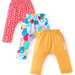 Babyhug Cotton Interlock Knit Full Length Diaper Legging Circle Print Pack of 3 - Multicolor-image-49
