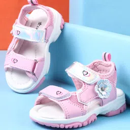 Cute Walk by Babyhug Sandals With Velcro Closure Floral Applique -  Pink-picture-16