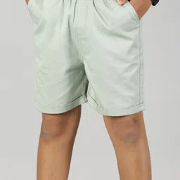 Kiddopanti Solid  Roll Up Shorts - Light Green-picture-27