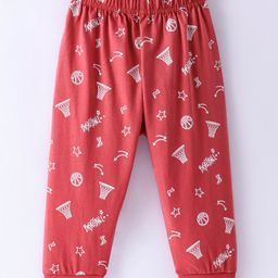 Ollypop Sinker Full Length Lounge Pant with Basketball Print - Red-image-4