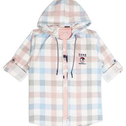CAVIO Cotton Half Sleeves Checked Hooded Shirt And Tee - Pink-image-45