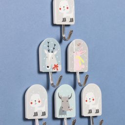 Animal Printed Self Adhesive Hooks Pack of 6 - Multicolor-65
