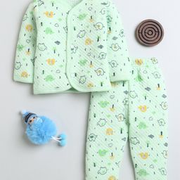 BUMZEE Full Sleeves Elephant Printed Winter Wear Coordinating Set - Sea Green-image-29